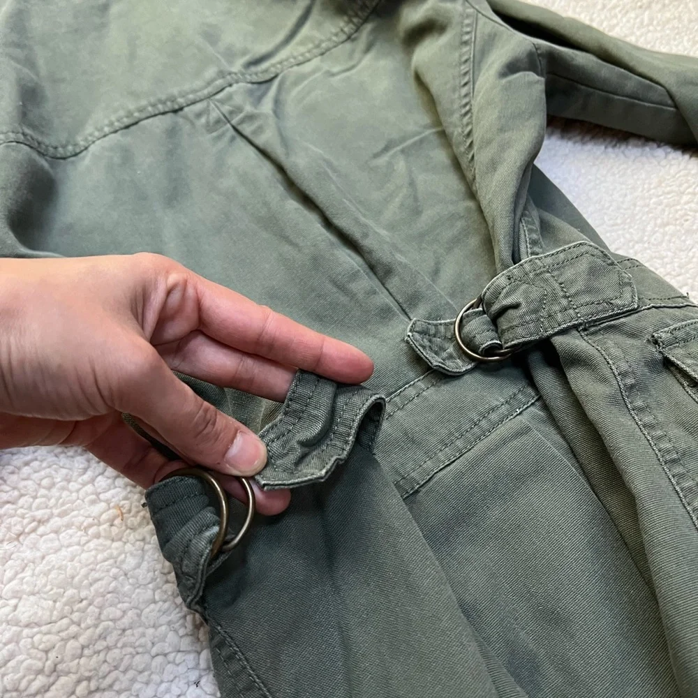 Giacca army green utility military jacket striped lining 100% cotton overcoat - Picture 13 of 16